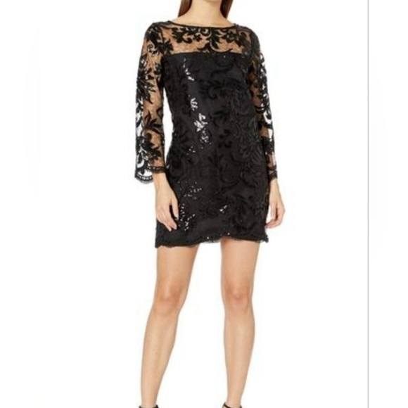 Revolve Cupcakes and Cashmere Callista Dress in Black Size Small Lace Sequin - Picture 1 of 11